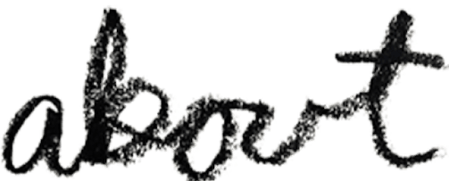 The word about written in cursive